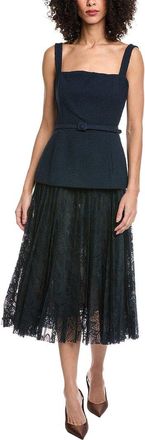 Oscar De La Renta Tweed & Lace Silk-Lined Wool-Blend A-Line Dress