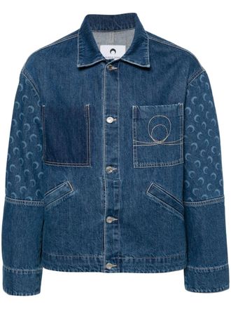 Marine Serre Deadstock Moon-print denim jacket - men - Cotton/Cotton - 48 - Blue