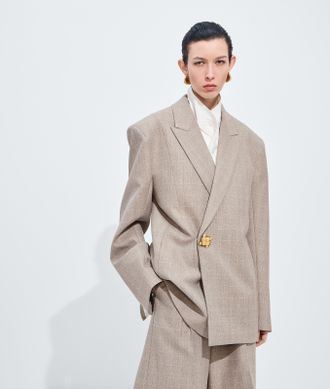 Bottega Veneta Giacca in lana principe di Galles - Beige - Donna - 36