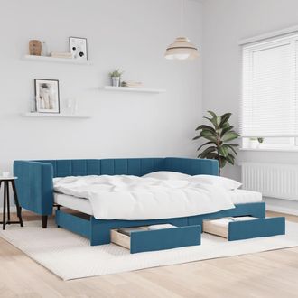 vidaXL Vidaxl - Sof&aacute; Cama Nido Con Cajones Terciopelo Azul 100x200 Cm