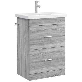 vidaXL Juego De Muebles De Ba&ntilde;o Sonoma Gris 61 X 40 X 84,5 Cm Vidaxl