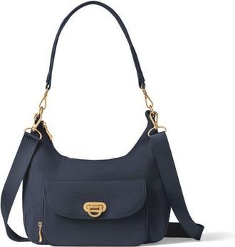 Baggallini Coastal Flip Lock Half Moon Bag in French Navy W/Gold Hardware at Nordstrom