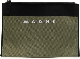 Marni logo-jacquard clutch bag - men - Polyester/Aluminium/Zinc/Brass/Copper - OS - Green