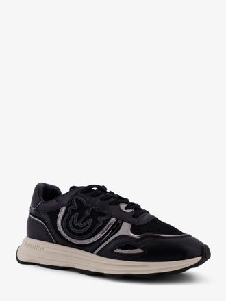 Pinko Womens Sneakers Zoe Leather-Mesh Black Trainers Leather/mesh