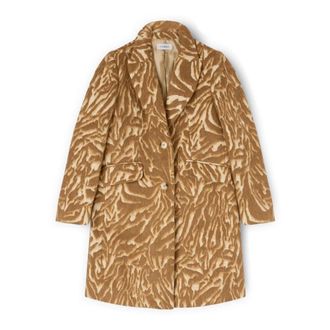 Motivi Jassen, Dames, Beige, L, Wol, Jas Jacquard jas van gemengde wol