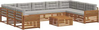 vidaXL Conjunto De Sof&aacute;s De Exterior 10 Uds. Gris Natural Y Claro Vidaxl