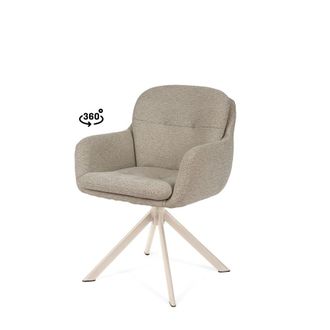 Koketto Home Silla de comedor taupe con patas beige giratoria