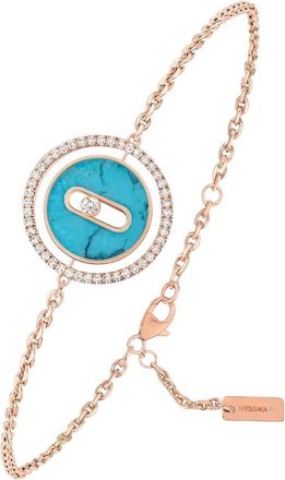 Messika Lucky Move 18k Rose Gold Diamond Turquoise Bracelet