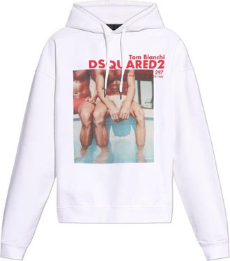 Dsquared2 Classic Hoodie - Heren - Hoodies - Wit - 2XL - Katoen - Hoodies & sweatvesten