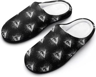 Generic Illuminati Triangle Eye Funny Mens Cotton Slippers Soft Non-Slip Rubber Sole House Slipper Indoor Outdoor