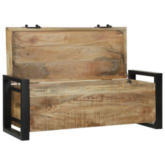 Berkfield Home Storage Chests 80x30x30cm Solid Mango Wood & Metal in Brown | Size: 80 x 30 x 30 cm
