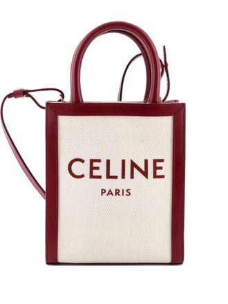 Celine Vertical Cabas Canvas with Leather Mini tote bag - Beige