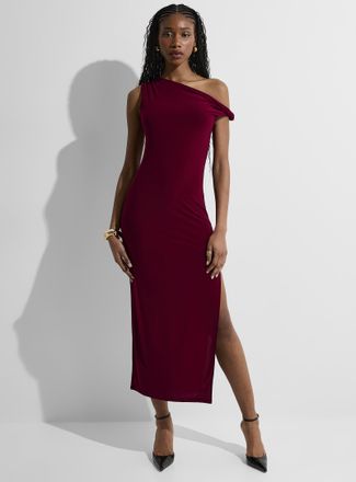 Icone Womens Side slit twisted strap maxi dress