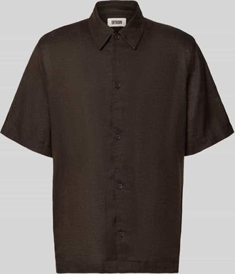 Drykorn Drykorn Regular Fit Freizeithemd aus Leinen-Baumwoll-Mix in Dunkelbraun, Gr&ouml;&szlig;e XXL