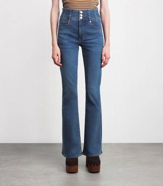 Veronica Beard Beverly High Rise Skinny Flare Jeans In Vintage Rain