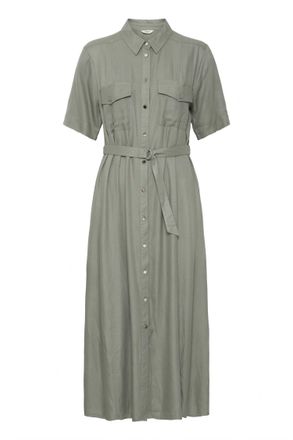 b.young Womens Short Sleeve Maxi Shirt Dress In Light Olive