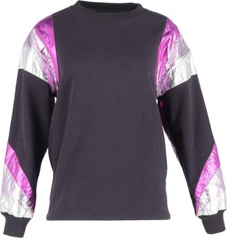 Isabel Marant Menji Metallic Stripe Sweatshirt In Faded Black Cotton