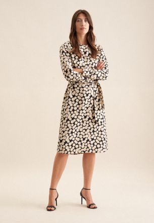 Seidensticker Sommerkleid SEIDENSTICKER, Damen, Gr. 3XL (46), Normalgr&ouml;ssen, schwarz, 100% Viskose, bedruckt, regular fit, Rundhals, Kleider Sommerkleid, 1/1 Druck