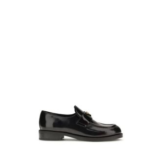 Prada Loafers, female, Black, Size: 10 US Bos Taurus Slip-On Loafers