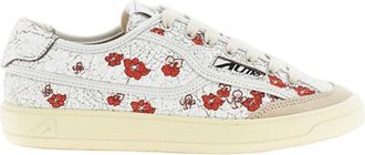 Autry White Windscape Crackle Leather Low-Top Sneakers