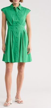 Eliza J Cap Sleeve Cotton Fit & Flare Shirtdress in Green at Nordstrom Rack, Size 10