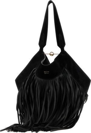 Khaite Womens Black Leather Small Lotus Shopping Bag Borse A Mano