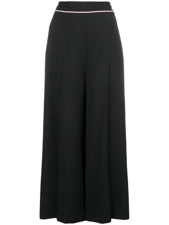 Stella McCartney piped wide leg trousers - women - Silk/Wool - 40 - Black