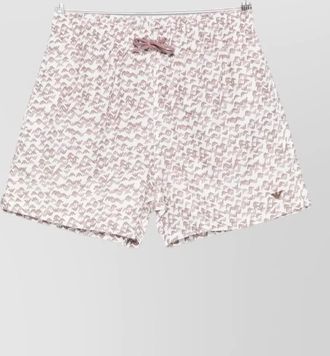Emporio Armani monogram swim shorts elasticated waistband side slits