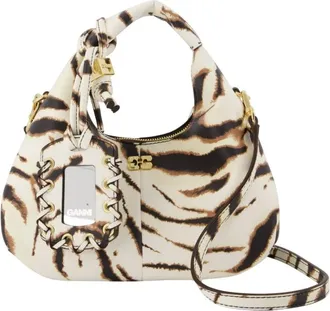 Ganni Tassen, Dames, Beige, ONE Size, Polyester, Hobo Mini Zebra Tas