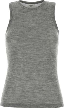 Saint Laurent Cashmere Knitwear, female, Gray, Size: L Tank Top