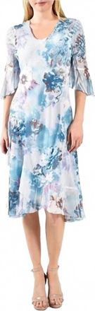Komarov Bell Sleeve Dress In Aqua