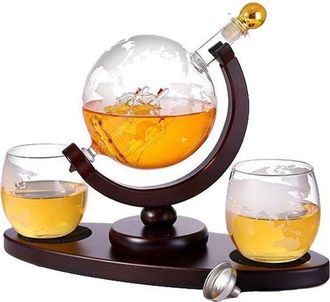 OEM Decantador De Whisky, Vidrio/madera, 900 Ml, Marr&oacute;n/transparente