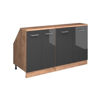 Vicco Conjunto De Armarios Para Techo Inclinado Rion, Antracita Alto Brillo, 140 Cm Lote De 2 Carcasas De Armario 60 Cm De Profundidad, Vicco