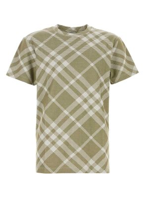 Burberry Mens Printed Stretch Cotton Blend T-shirt - Sage Green - Size Medium