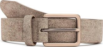 Johnston & Murphy Fine Stripe Diagonal Leather Belt Mens Belts Mocha : 42