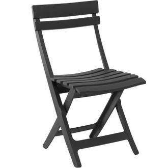Grosfillex Silla Plegable Miami - Grill Me - Antracita - Resistente A Las Inclemencias Del Tiempo Y F&aacute;cil De Guardar