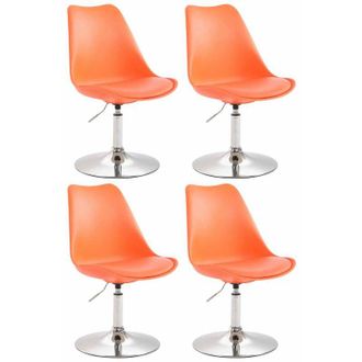 Clp Set De 4 Sillas De Comedor Maverick Con Pie De Trompeta Naranja Cromado