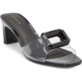 Cecelia New York Park Avenue Jewel Detail Sandal in Black Patent at Nordstrom, Size 6.5