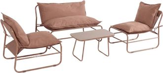 Mobili Rebecca Sal&oacute;n de jard&iacute;n exterior para 4 personas metal y poli&eacute;ster marr&oacute;n