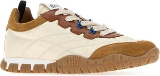 Miu Miu Womens Ivory Re-Nylon And Suede Sneakers Avoriocaramel