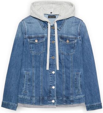 Fiorella Rubino Denim Jacket met Afneembare Sweatshirt Capuchon - Dames - Spijkerjassen - Blauw - XL - Denim - Jassen