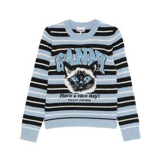 Ganni Truien & Vesten, Dames, Veelkleurig, S, Wol, Jacquard Trui met Patroon