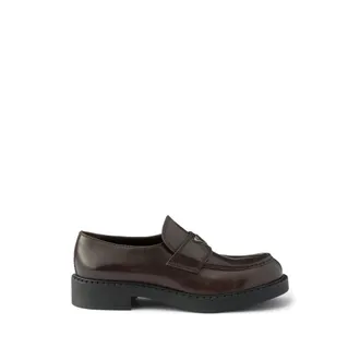 Prada Chocolate Aged Leather Loafers