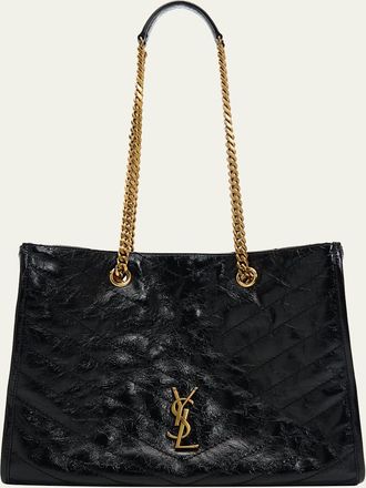 Saint Laurent Niki YSL Chevron Quilted Shopping Tote Bag