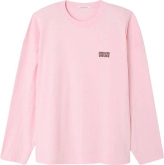 American Vintage Gixy Long Sleeve T-shirt - Heren - Tops - Roze - Maat: M/L Katoen