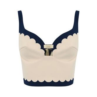 Elisabetta Franchi Mujer, Camisetas, Beige, Talla: L