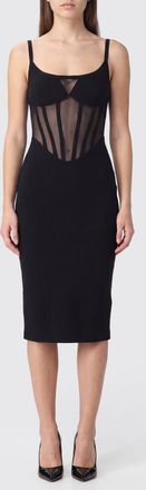 Elisabetta Franchi Abito bustier midi in cr&ecirc;pe con scollo quadrato