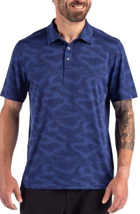 Cutter & Buck Epic Comfort Camo Regular Fit Polo in Tour Blue at Nordstrom, Size Medium R