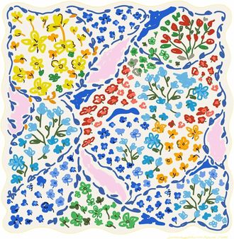 Jessie Zhao Womens Garden Double Sided Silk Scarf In Yellow