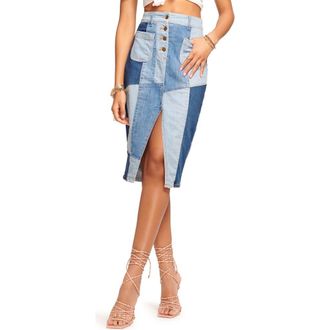 Ramy Brook Bellami Denim Patchwork Skirt in Patchwork Denim at Nordstrom Rack, Size 24